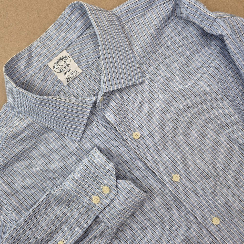 Brooks Brothers Blue Checked Cotton Button-Down Shirt
